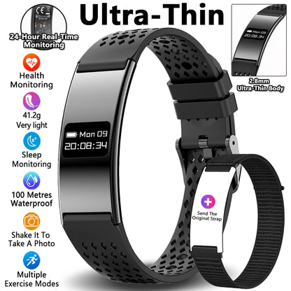 Pulsera inteligente para hombres y mujeres, Monitor de ritmo cardíaco durante el sueño, banda inteligente de salud, rastreador de actividad/deporte resistente al agua, reloj inteligente para Android iOS
