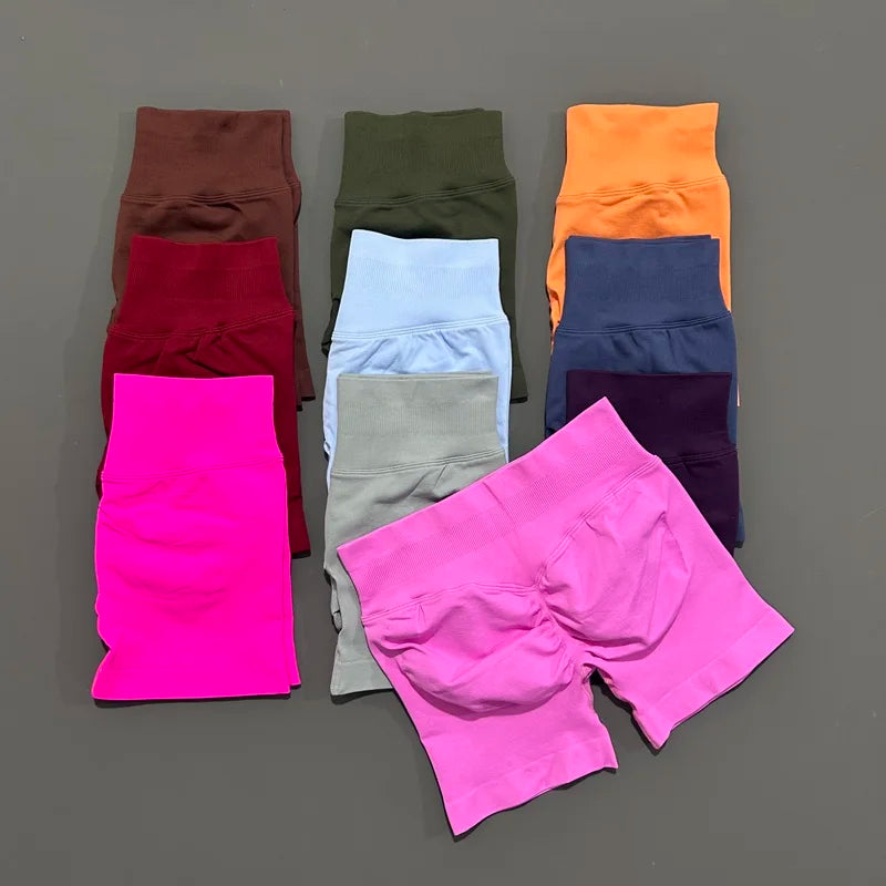 Shorts Deportivos HISTELLO Impacts de 4.5" para Mujer, Shorts de Ciclismo de Cintura Baja, Shorts de Gimnasio, Leggings de Yoga sin Costuras con Efecto Push-Up