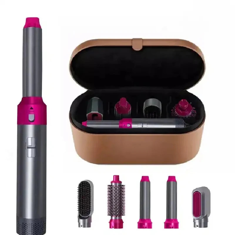 Secador de pelo 5 en 1, peine eléctrico para el cabello, cepillo rizador recto de iones negativos, secador de pelo, peine de aire, Kit de cepillo extraíble, herramienta.