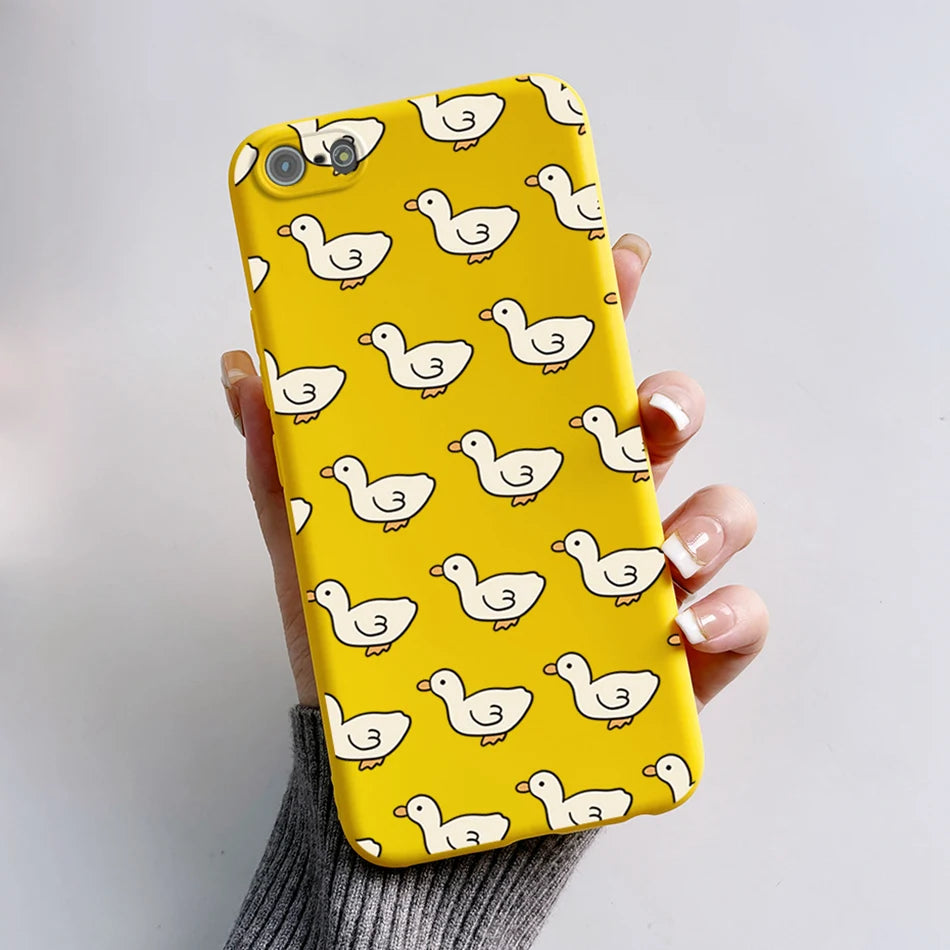 For iPhone 5 5S Case Cute Bear Cartoon Frog Painted Soft Cover For iPhone SE 2016 2020 2022 SE2 Silicone Phone Case Coque Funda