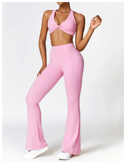 Women's V-shaped Yoga Pants, Flared Leggings, High-Waisted Wide-Leg Pants, Sports Flared Pants for Gym and Fitness, Dance Pants.