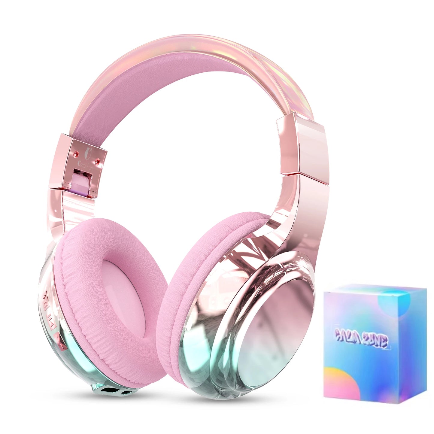 Kids Gradient Bluetooth Headphones, Wireless Over-Ear Headsets for Girls with Mic, Foldable Lightweight Headphones for School Travel
