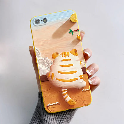 For iPhone 5 5S Case Cute Bear Cartoon Frog Painted Soft Cover For iPhone SE 2016 2020 2022 SE2 Silicone Phone Case Coque Funda