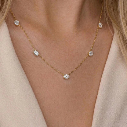 Collares de Moissanita Ovalada de 5cttw para Mujer, Diamante de Laboratorio con Certificado, Plata S925, Chapado en Oro de 18K.