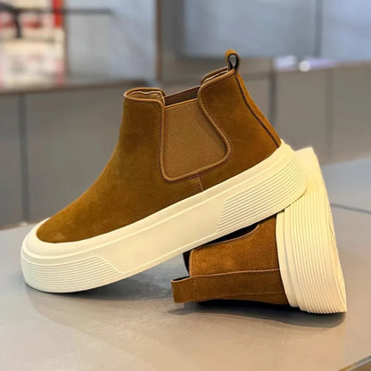 Botas de Hombre, Moda, Plataforma, Caña Alta, Casuales, Invierno 2026, Antideslizantes, Cálidas, Forro de Felpa, Algodón, Botas Chelsea para Exteriores