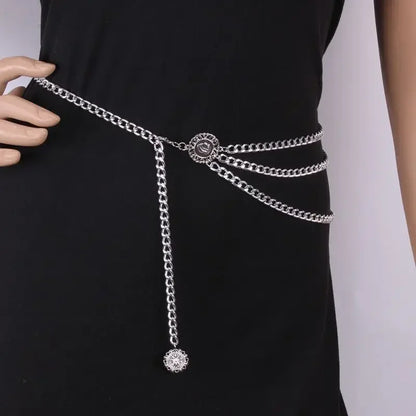 Estilo Punk Hip Hop, cadena de cintura que combina con todo, Luna, cinturón de Metal Vintage para mujer, cinturón de cadena de cintura alta Vintage para mujer.