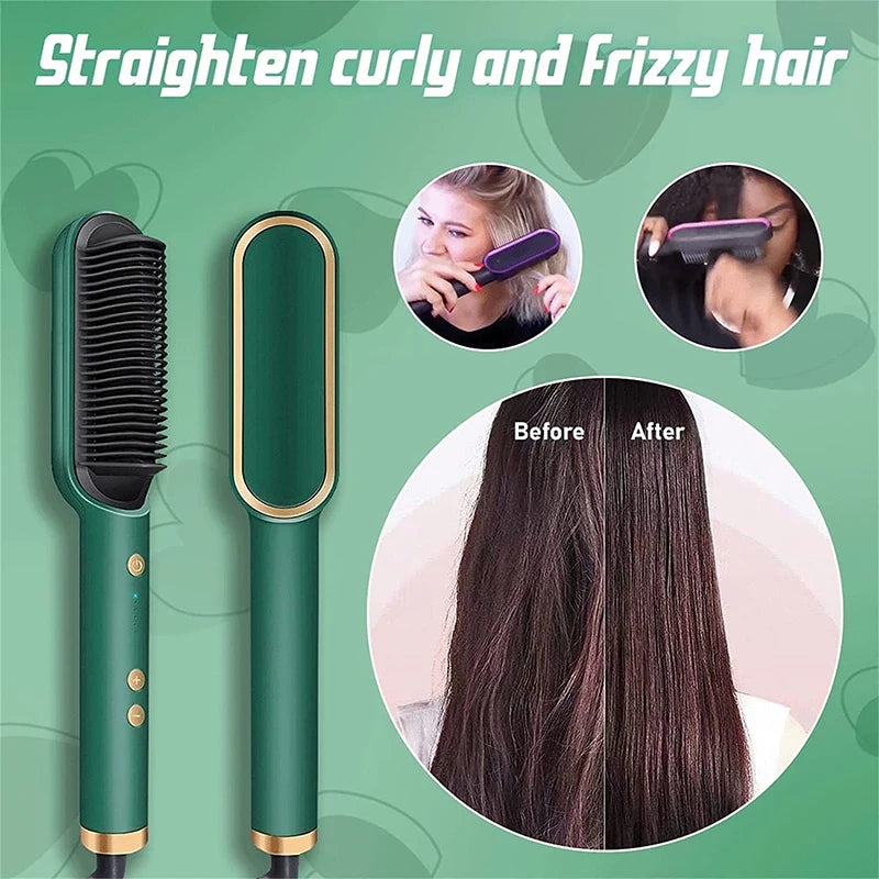 Peine de pelo liso profesional para mujer, cepillo de pelo liso portátil con revestimiento de cerámica, herramienta de peinado para salón, gran oferta