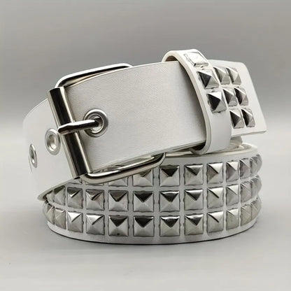 Nuevo cinturón con remaches de cuentas cuadradas a la moda, cinturón piramidal de Metal para hombres y mujeres, Hardware Punk, cinturón vaquero Y2K, cinturón de diseñador, cinturón para mujer