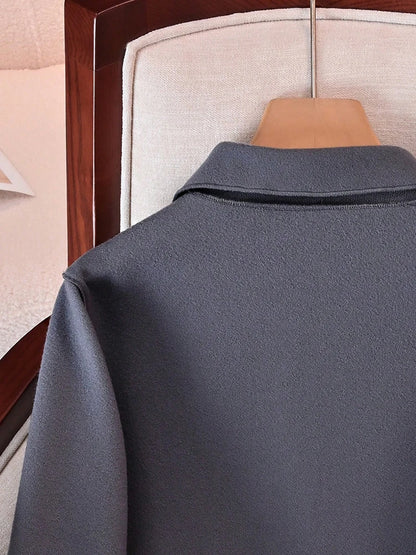 Abrigos de lana cortos lisos clásicos para mujer Otoño Invierno ropa cálida para mujer abotonada abrigo femenino trajes nuevos en prendas de vestir exteriores