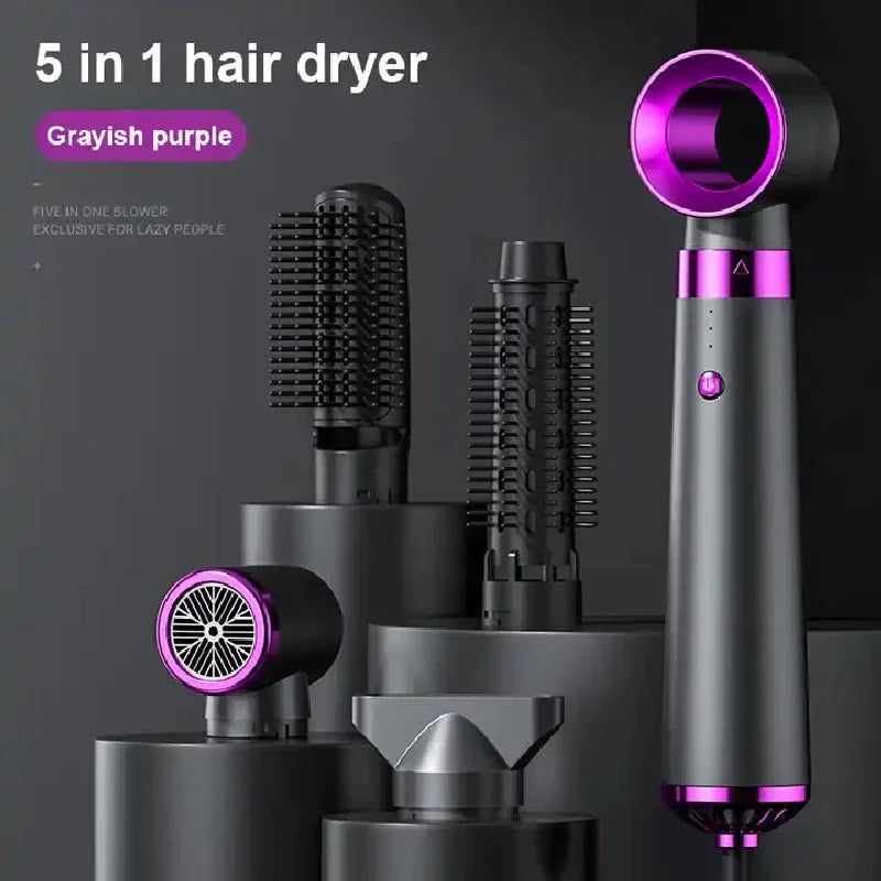 Secador de pelo 5 en 1, peine eléctrico para el cabello, cepillo rizador recto de iones negativos, secador de pelo, peine de aire, Kit de cepillo extraíble, herramienta.