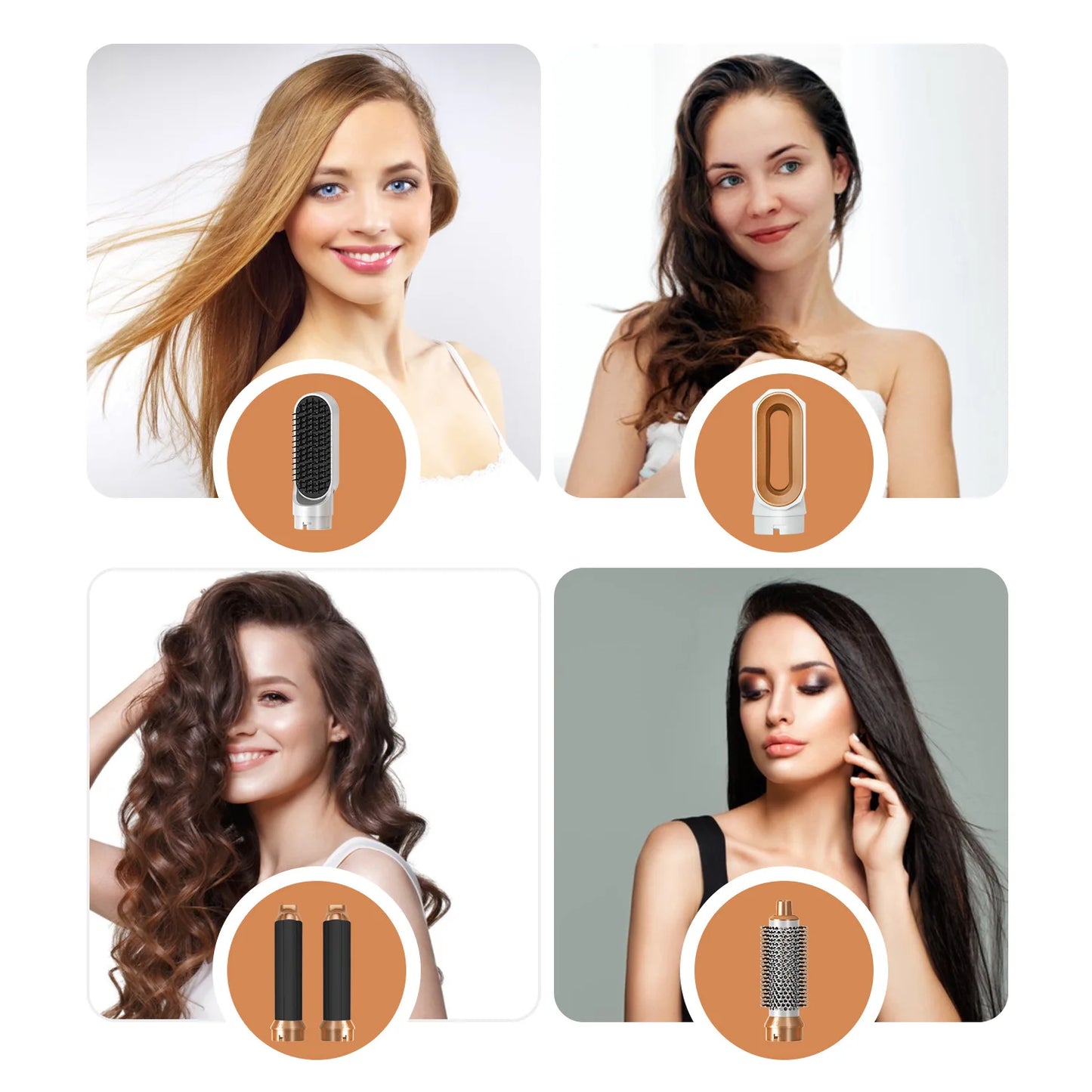 Secador de pelo 5 en 1, peine eléctrico para el cabello, cepillo rizador recto de iones negativos, secador de pelo, peine de aire, Kit de cepillo extraíble, herramienta.