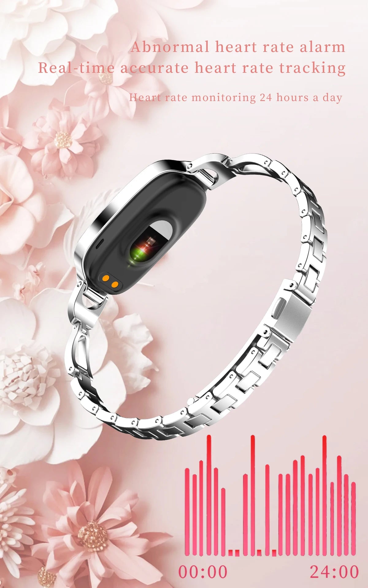 Reloj inteligente de moda para mujer con correa de caja de Metal llamadas Bluetooth recordatorio Menstrual femenino Monitor de presión arterial y frecuencia cardíaca