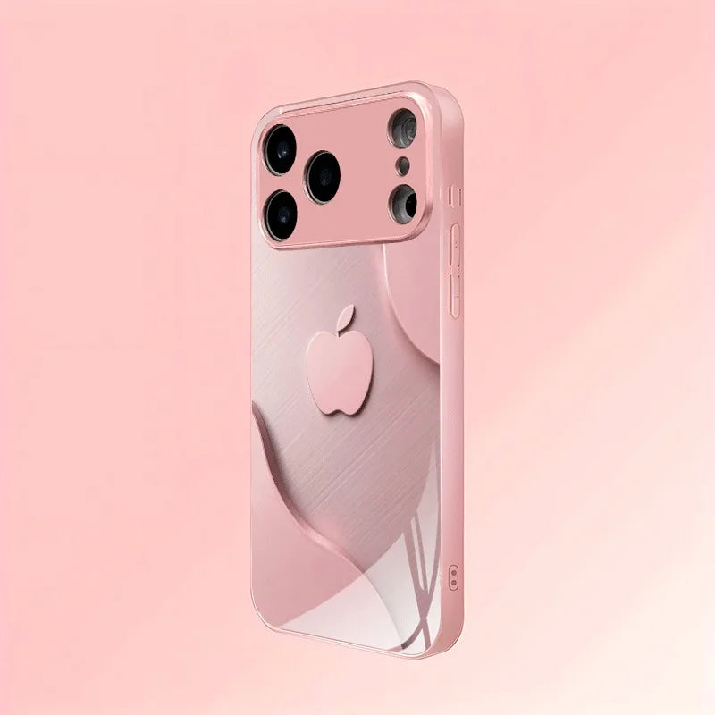 Funda de teléfono de cristal con pintura metálica, color rosa claro de lujo, para iPhone 17 16 15 14 13 12 11 Pro Max Plus 17Air 16E