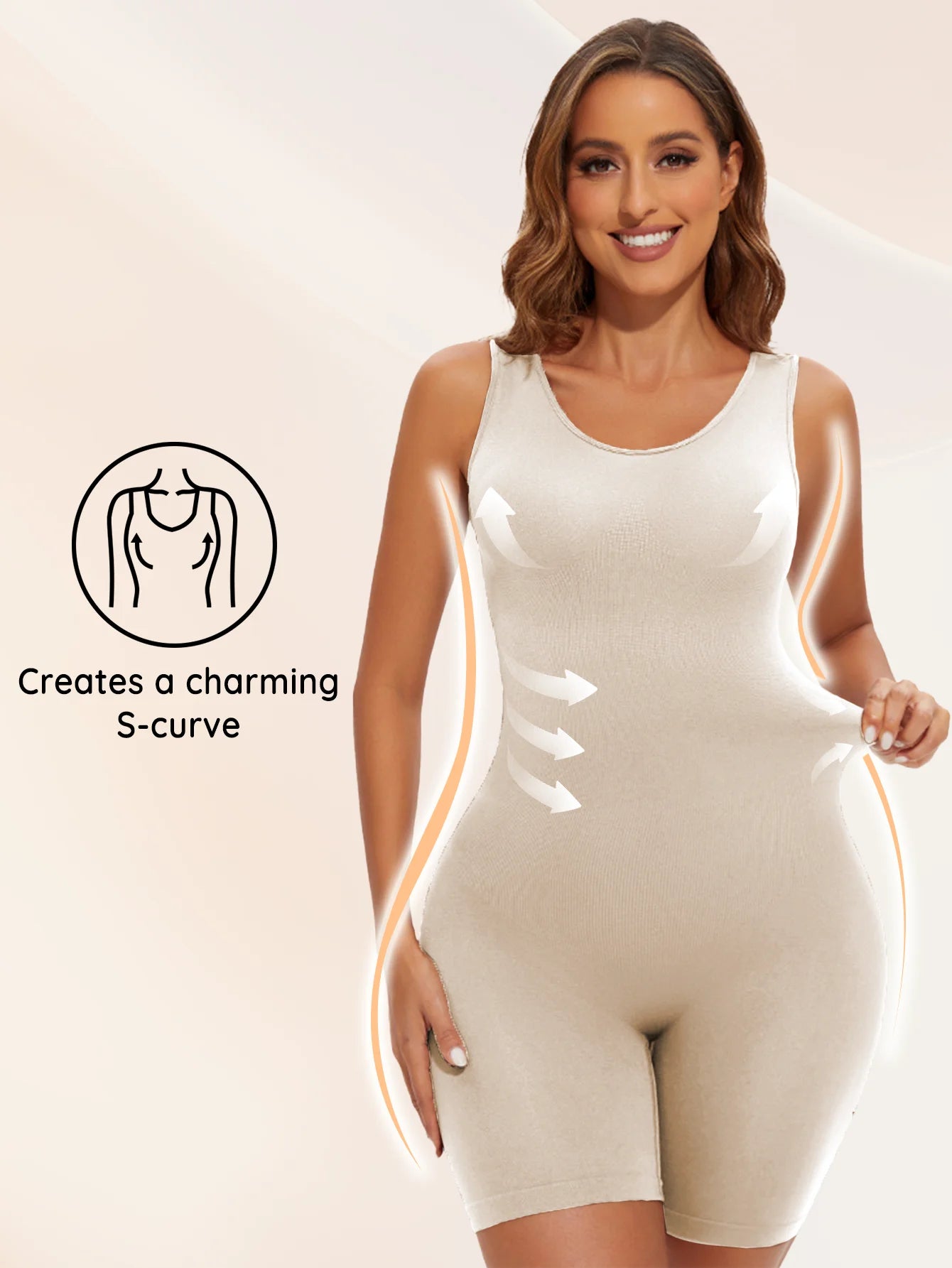 POKARLA Sexy Full Coverage Bodysuits, Thigh Shaper, Wide Shoulder Strap Shapewear Bodysuit, Seamless Girdle, Slimming.