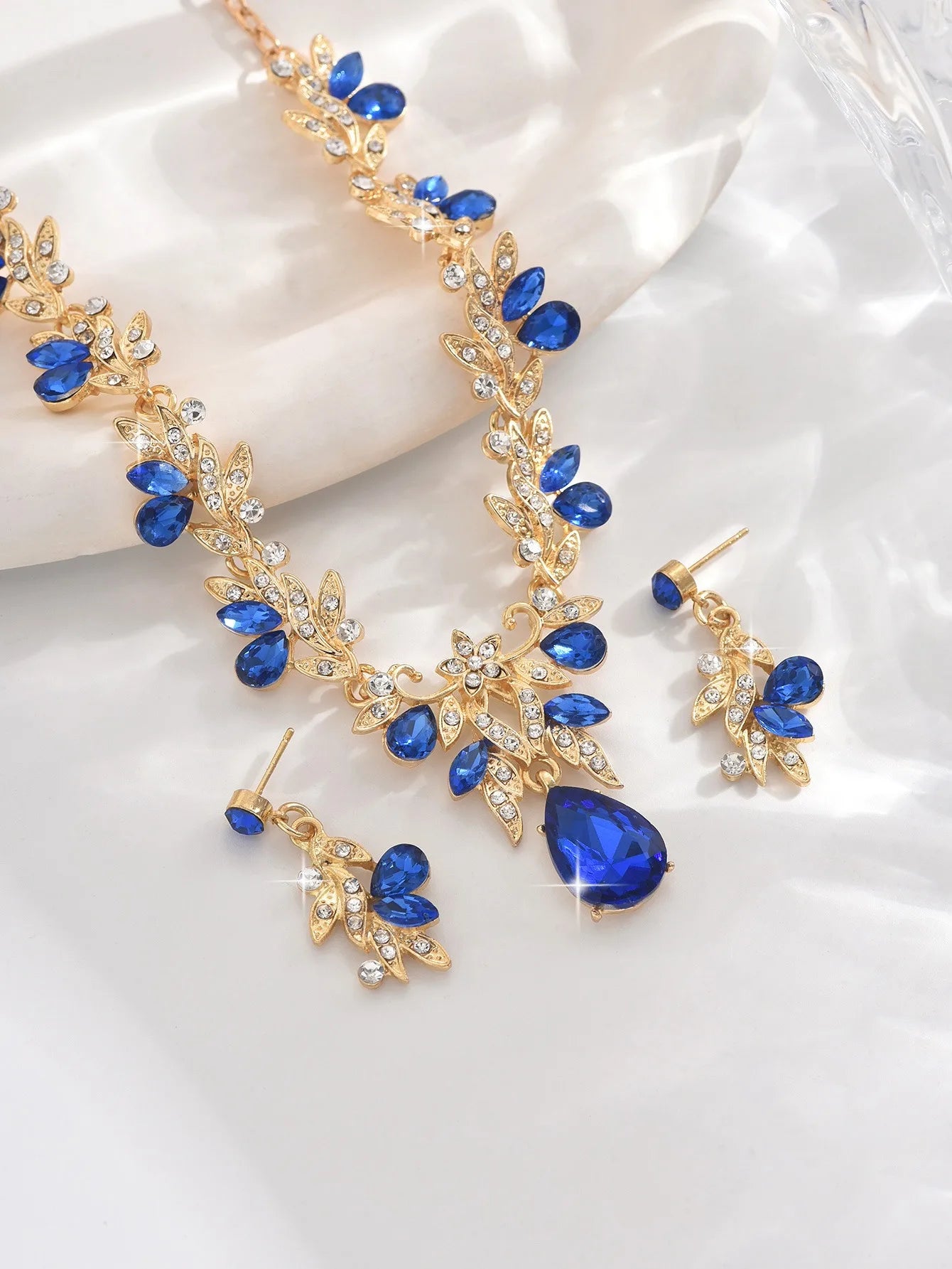 3 Pcs New Fashion Necklace Sets for Women Water Drop Necklace Choker Pendant Jewelry Set for Prom Birthday Wedding Bridal