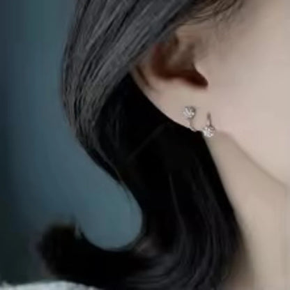 Pendientes esféricos de moda y lujosos para mujer, con aretes en forma de S estilo tornillo, adecuados para uso diario de mujeres
