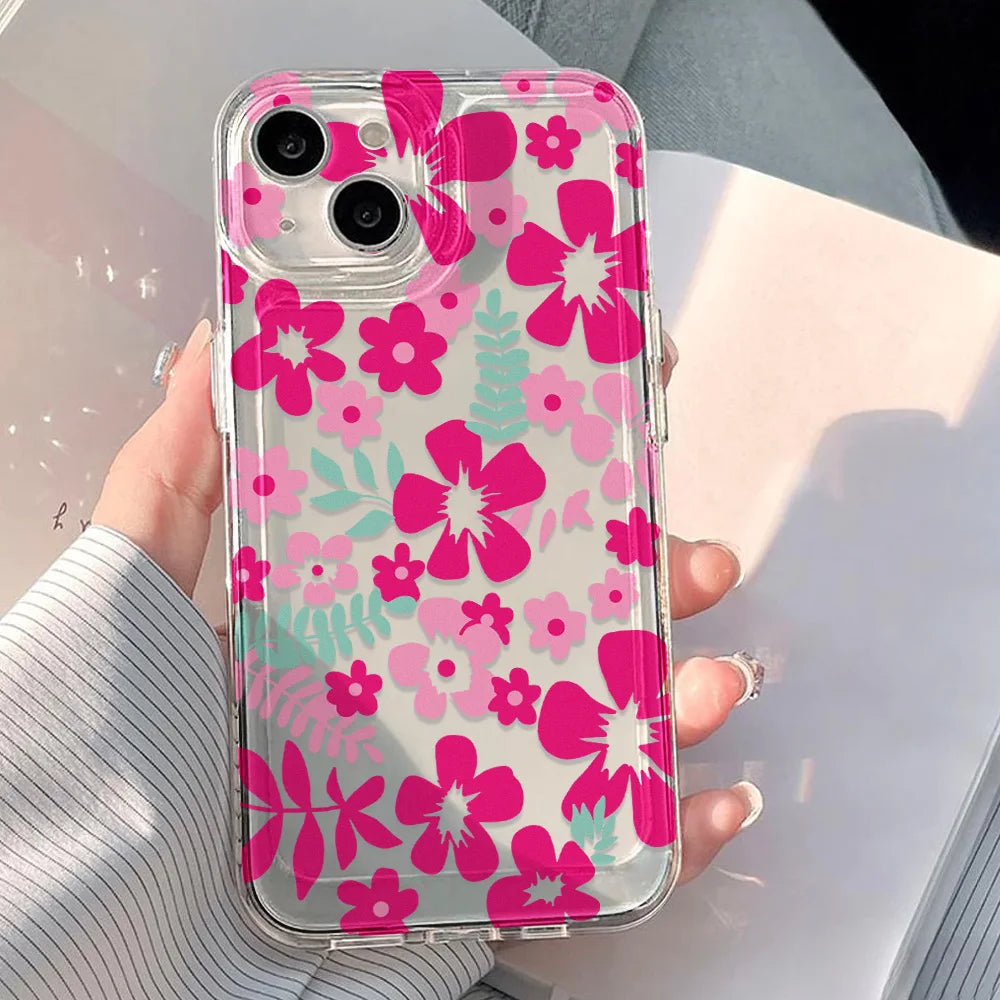 Funda de teléfono transparente con flores para iPhone 17 16 Pro Max, Funda transparente para iPhone 11 15 12 13 14 Pro Max 17 Air 17pro 17 Max