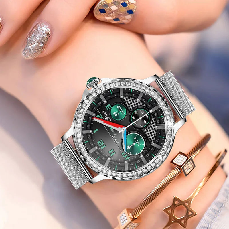 Reloj inteligente de moda para mujer NX19 llamada bluetooth pulsera deportiva inteligente IP68 reloj impermeable con diamantes
