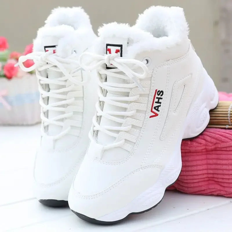 New Women's Thick-Soled Winter Sneakers, Warm Velvet Cotton Shoes, Height-Increasing Non-Slip Platform Shoes, Women's Snow Boots