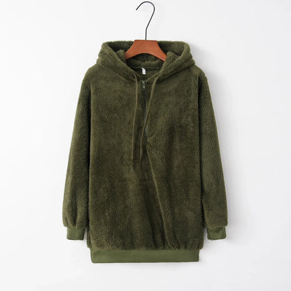 Women's Long Sleeve Hooded Sweatshirt, Monochromatic Coat, Fashion Trend