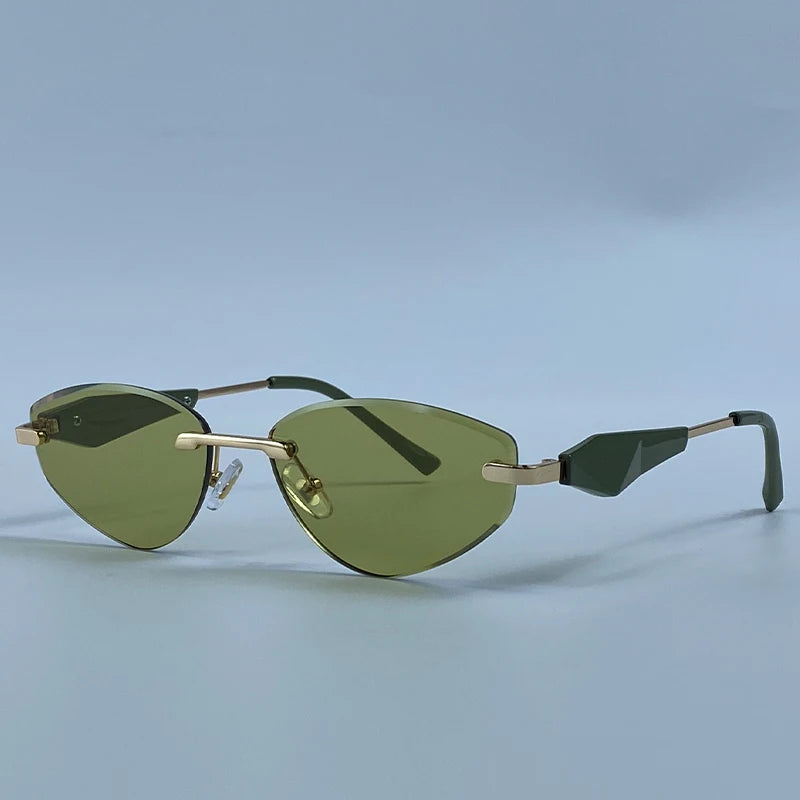 Gafas de Y2K Punk sin montura de ojo de gato, gafas 2026 de diseño de lujo irregulares sin marco, gafas de mujer, gafas de fiesta de moda