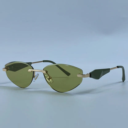 Gafas de Y2K Punk sin montura de ojo de gato, gafas 2026 de diseño de lujo irregulares sin marco, gafas de mujer, gafas de fiesta de moda