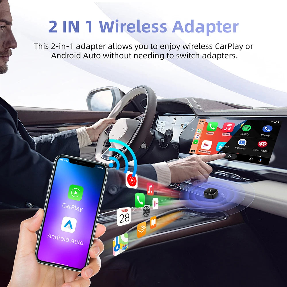 Nuevo adaptador 2 en 1 Mini CarPlay Box con cable a CarPlay inalámbrico Android Auto Smart Box Bluetooth conectar Plug & Play para 98% de coches