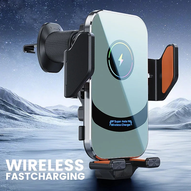 UYUXIO Automatic Clamping Wireless Car Charger Adapter, Super Fast Charging Air Vent Car Phone Mount for iPhone 16 15 Pro Max Samsung