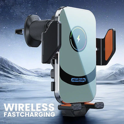 UYUXIO Automatic Clamping Wireless Car Charger Adapter, Super Fast Charging Air Vent Car Phone Mount for iPhone 16 15 Pro Max Samsung