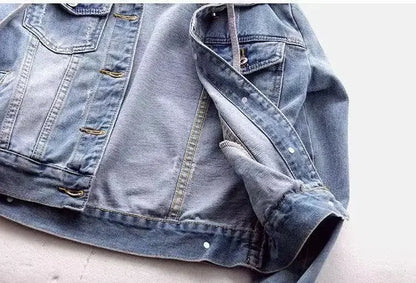 Chaqueta corta vaquera recortada para mujer primavera otoño estilo coreano nueva chaqueta con capucha de manga larga delgada suaviza tu silueta