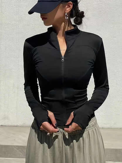 Chaqueta deportiva de secado rápido para Pilates de otoño para mujer: ideal para entrenamientos de gimnasio y correr al aire libre