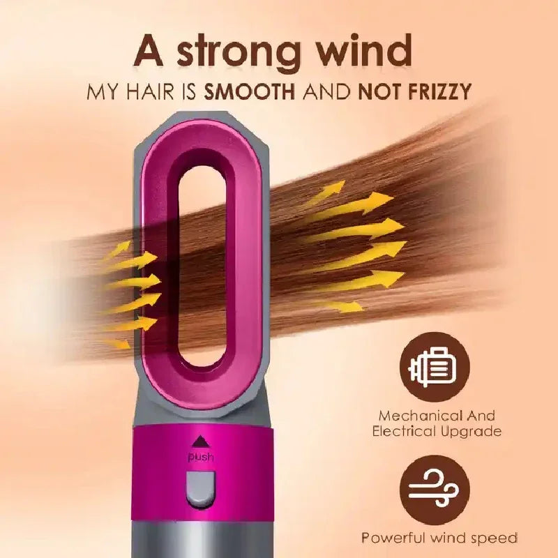 Secador de pelo 5 en 1, peine eléctrico para el cabello, cepillo rizador recto de iones negativos, secador de pelo, peine de aire, Kit de cepillo extraíble, herramienta.