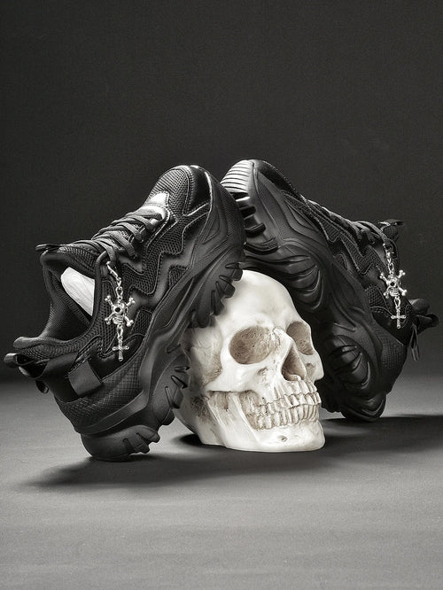 Zapatos vulcanizados informales para mujer, zapatillas ligeras con plataforma negra y tacones altos, estilo punk de Halloween para mujer