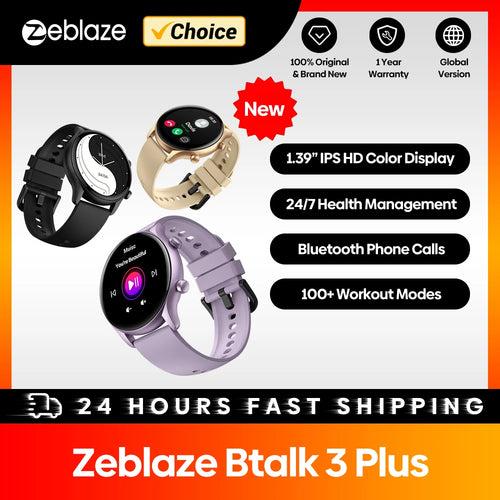 Zeblaze-reloj inteligente Btalk 3 Plus para hombre y mujer, pulsera con llamadas de voz, gran pantalla HD a Color de 1,39 pulgadas, seguimiento de actividad física
