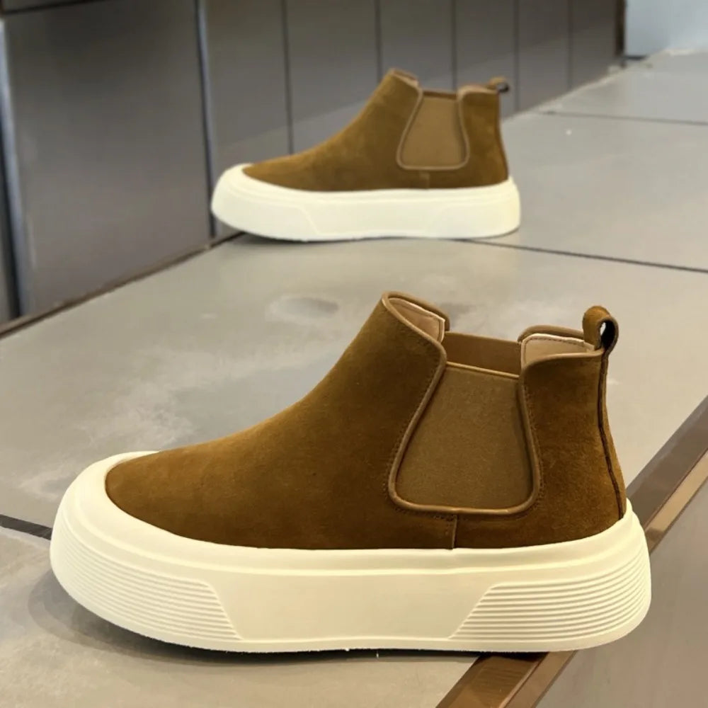 Botas de Hombre, Moda, Plataforma, Caña Alta, Casuales, Invierno 2026, Antideslizantes, Cálidas, Forro de Felpa, Algodón, Botas Chelsea para Exteriores