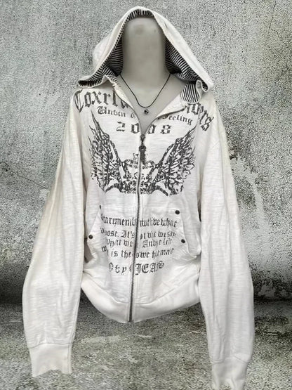 Y2K nueva versión coreana de estilo universitario Spice Girl cremallera Sudadera con capucha mujeres Harajuku Casual suelta polar grueso sudadera Punk Sudadera con capucha