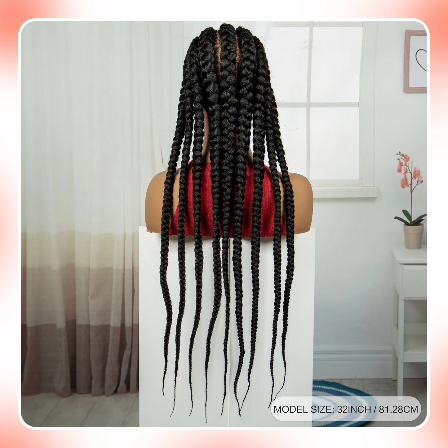 Pelucas trenzadas Cornrow de 32 pulgadas, peluca con trenzas de encaje sintético completo con pelo de bebé, peluca de encaje trenzado sin nudos Frontal para mujeres negras