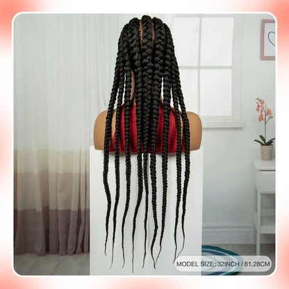 Pelucas trenzadas Cornrow de 32 pulgadas, peluca con trenzas de encaje sintético completo con pelo de bebé, peluca de encaje trenzado sin nudos Frontal para mujeres negras