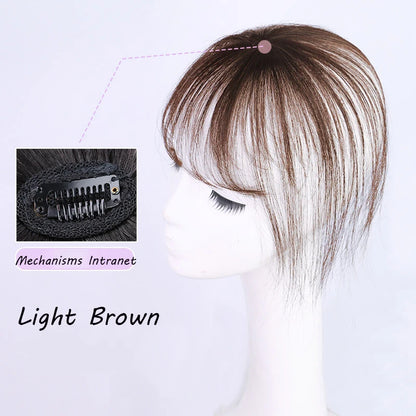 Peluca con flequillo de aire, pieza de peluca para mujer, flequillo Qi ultrafino sin rastro, peluquín de mujer de 5x5cm con flequillo de Base de piel de seda con corte