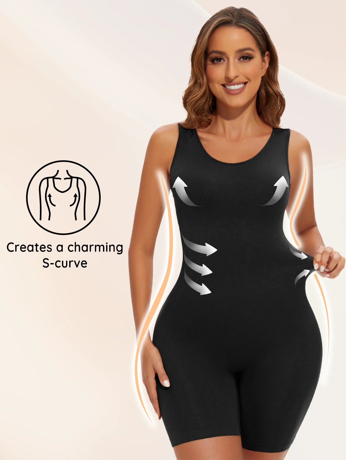POKARLA Sexy Full Coverage Bodysuits, Thigh Shaper, Wide Shoulder Strap Shapewear Bodysuit, Seamless Girdle, Slimming.