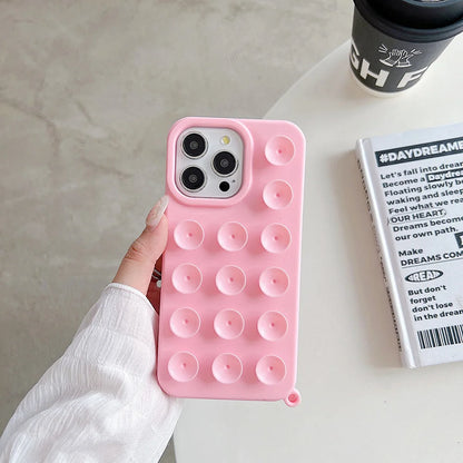 Funda de teléfono de silicona suave con ventosa para iPhone 16 Pro Max 17 13 14 11 12 15 Pro Max Plus antideslizante a prueba de golpes cubierta de Color caramelo