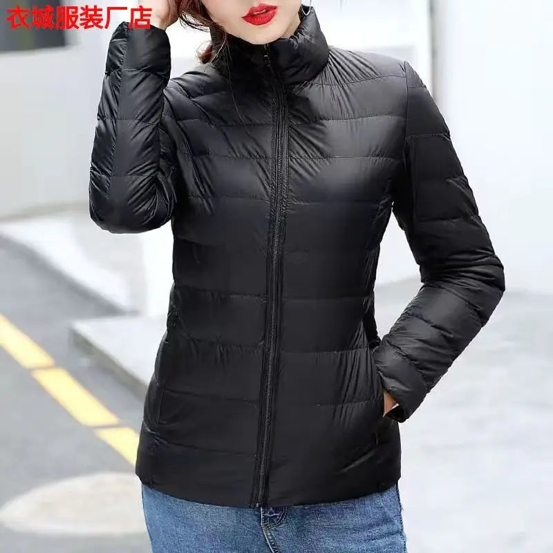 New Women's Hooded Down Jacket, Short, Thick, Warm, Casual, Lightweight, Korean Style, Simple Design