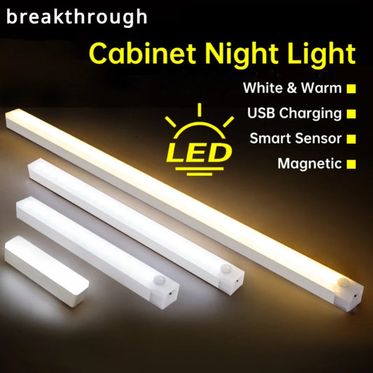 LED Strip Lights with Motion Sensor, Wireless Sensor Night Light, USB Rechargeable Detector, Wall Lamp, Kitchen and Storage Cabinet