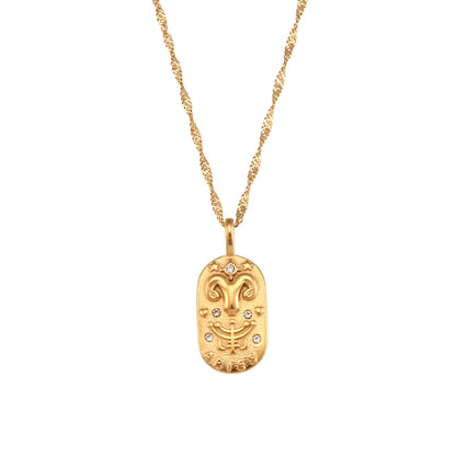 E.B.belle-collar de acero inoxidable con signo del zodiaco para mujer, joyería brillante, constelación, 2024