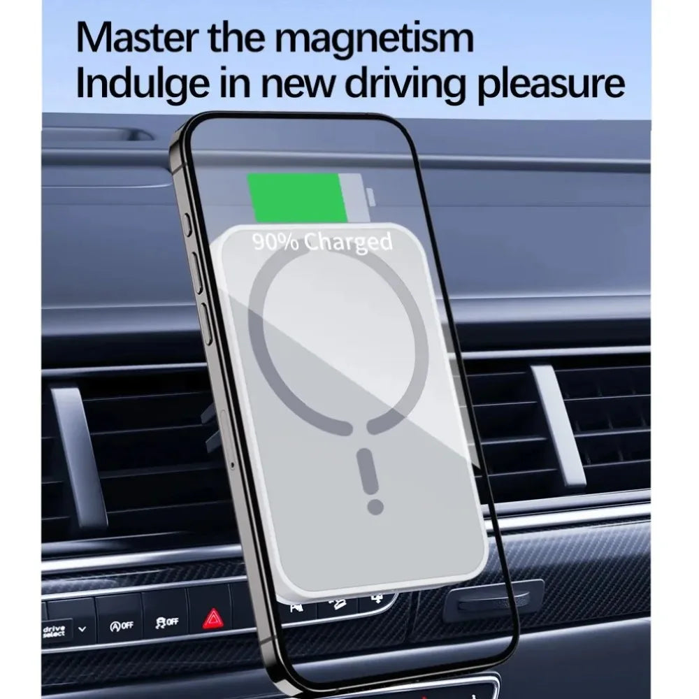 Magnetic Wireless Car Charger, Air Vent Phone Holder, 100W, for MagSafe iPhone 16, 15, 14, 13, 12 Pro Max, XS, 11, Fast Charging Pad