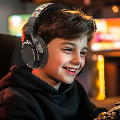 Kids Gradient Bluetooth Headphones, Wireless Over-Ear Headsets for Girls with Mic, Foldable Lightweight Headphones for School Travel