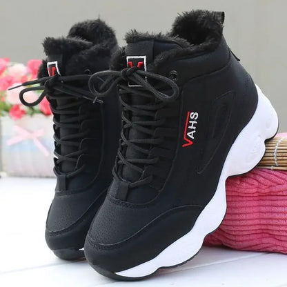 New Women's Thick-Soled Winter Sneakers, Warm Velvet Cotton Shoes, Height-Increasing Non-Slip Platform Shoes, Women's Snow Boots