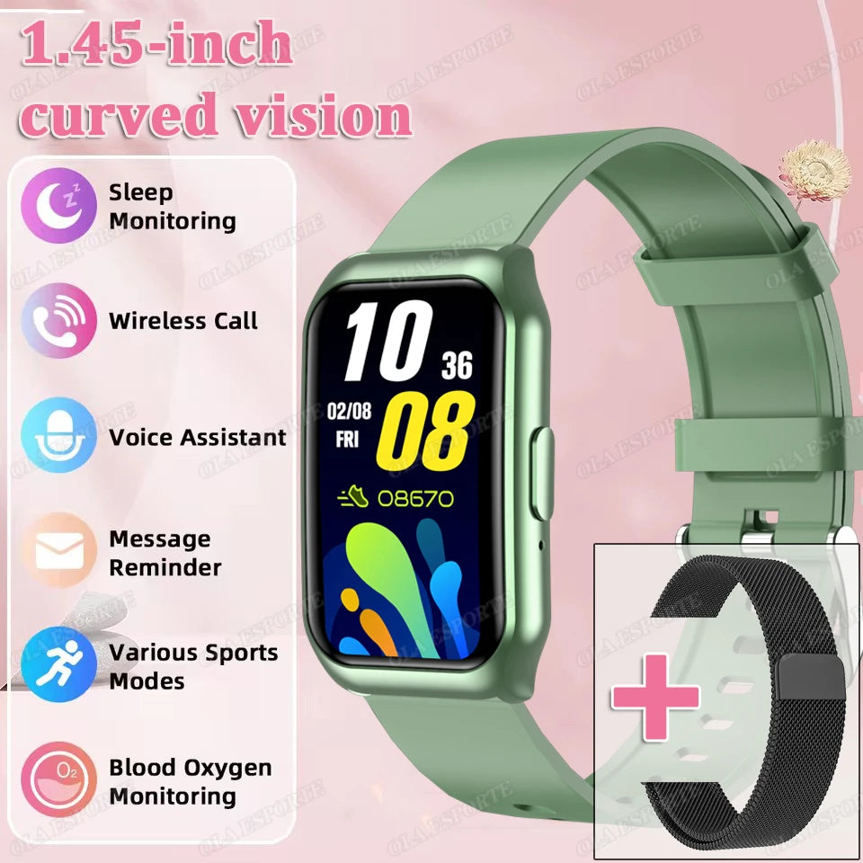 Para mujeres hombres reloj inteligente pantalla AMOLED salud monitoreo del ritmo cardíaco Bluetooth llamada IP68 impermeable deporte al aire libre pulsera inteligente