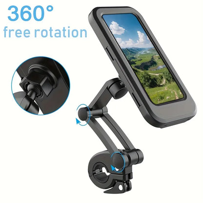 Waterproof motorcycle cell phone holder, universal bicycle, 360° rotating GPS phone holder