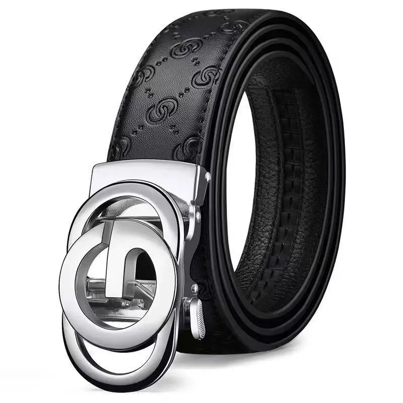 Cinturón de lujo para hombre y mujer, cinturón con hebilla automática para hombre, cinturón de cuero genuino de alta calidad, cinturón de negocios con diseño impreso para hombre